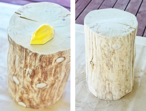 DIY | NATURAL TREE STUMP SIDE TABLE - JustineCelina