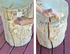 DIY | NATURAL TREE STUMP SIDE TABLE - JustineCelina