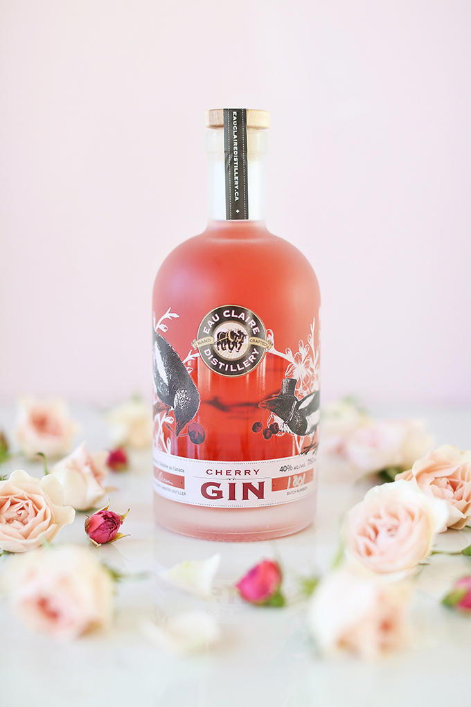 Rose Infused Cherry Gin Fizz | Featuring an Eau Claire Distillery Artisanal Cherry Gin GIVEAWAY | Calgary, Alberta Lifestyle + Food Blogger // JustineCelina.com