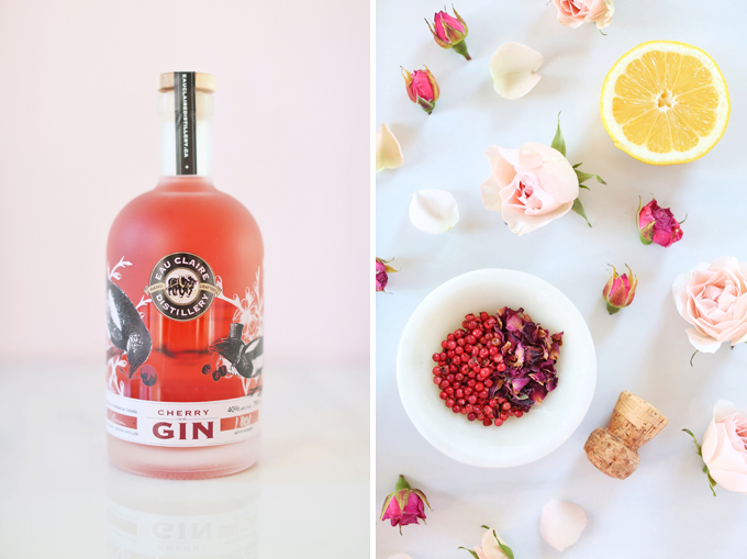 Rose Infused Cherry Gin Fizz | Featuring Eau Claire Distillery Artisanal Cherry Gin + The Silk Road Spice Merchant Rose Petal and Pink Peppercorn | Calgary, Alberta Lifestyle + Food Blogger // JustineCelina.com